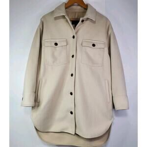 Banana Republic Cozy Twillon Oversized Medium Beige Shirt Shacket Beige